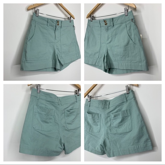 A New Day High Rise Mint Green Double Button Large Pocket Preppy Shorts Nwt - Picture 13 of 16